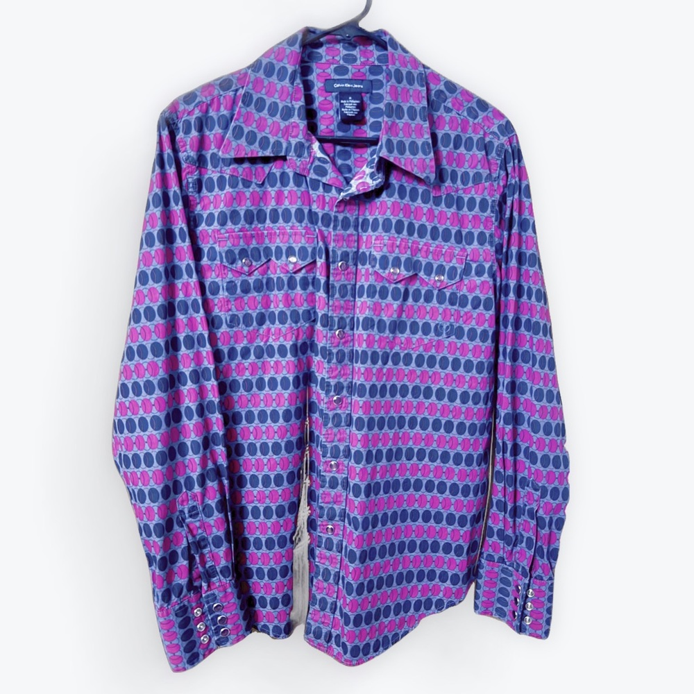 Stylish Calvin Klein Jeans Men's Button Down Shirt With Snaps